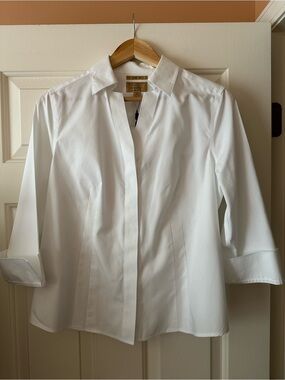 NWT Investments Taylor Non-Iron White Button-Front Shirt- 10P